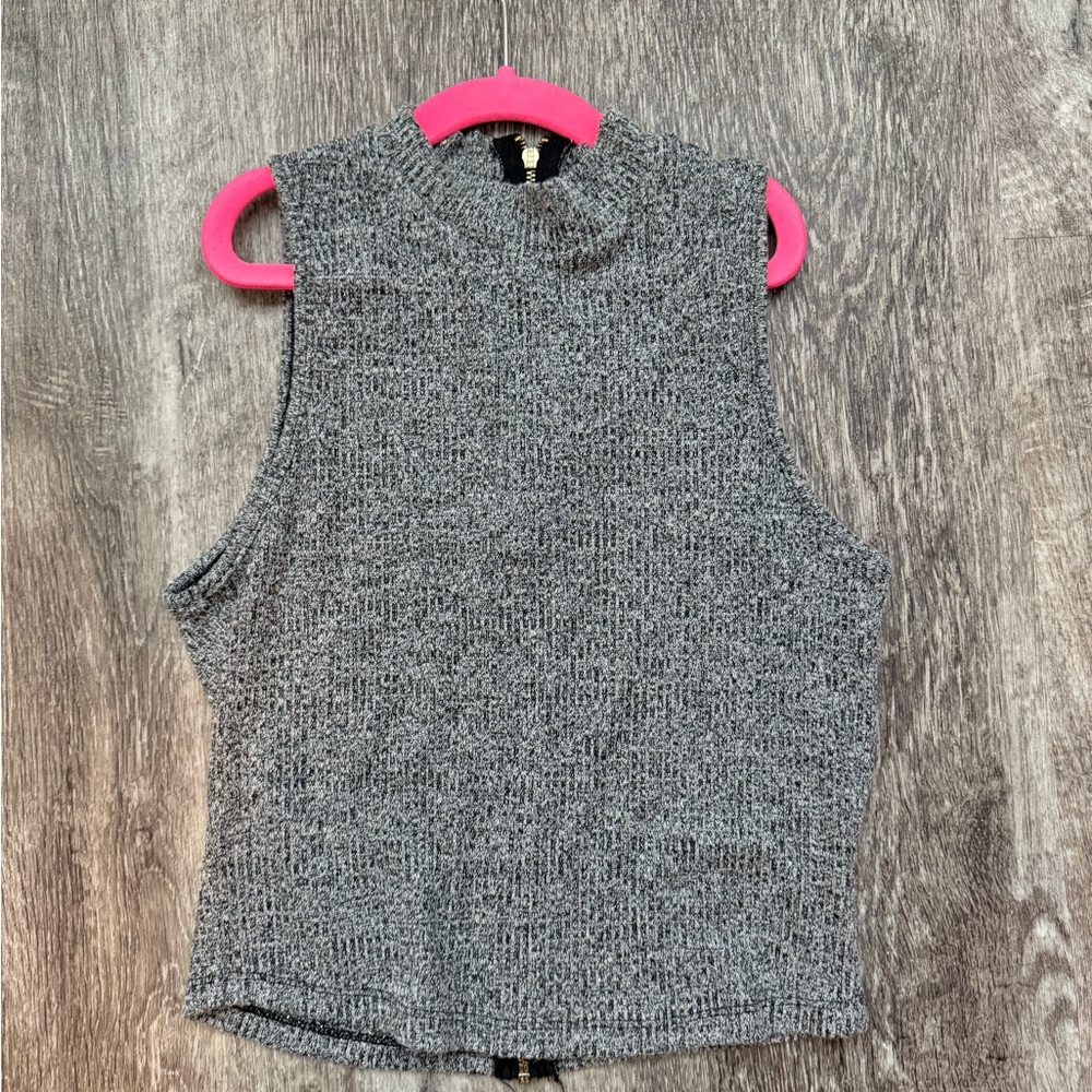 Gray Sleeveless Knit Top